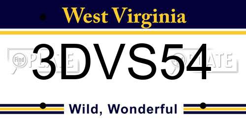 3DVS54 West Virginia License Plate