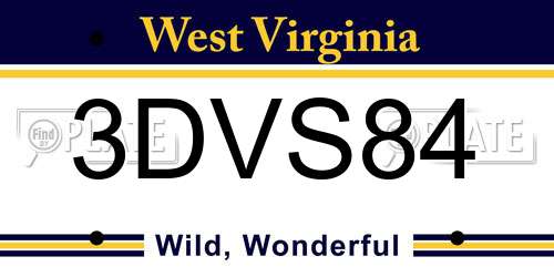 3DVS84 West Virginia License Plate