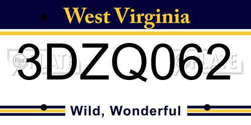 3DZQ062 West Virginia License Plate