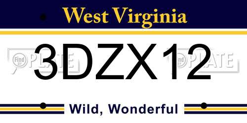 3DZX12 West Virginia License Plate