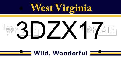 3DZX17 West Virginia License Plate