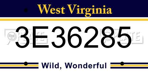 3E36285 West Virginia License Plate