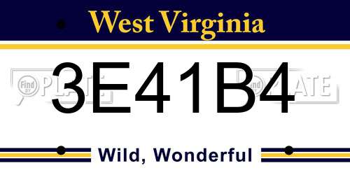3E41B4 West Virginia License Plate