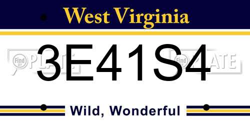 3E41S4 West Virginia License Plate