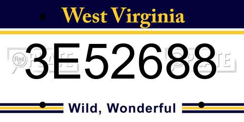 3E52688 West Virginia License Plate