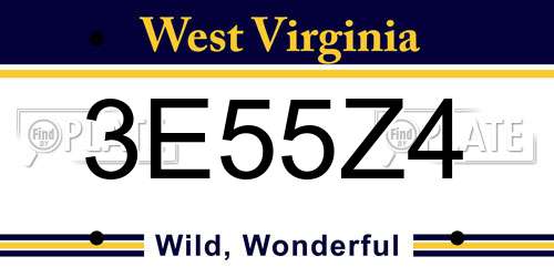3E55Z4 West Virginia License Plate