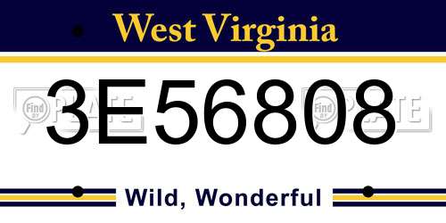 3E56808 West Virginia License Plate