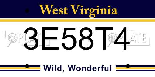 3E58T4 West Virginia License Plate