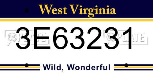 3E63231 West Virginia License Plate