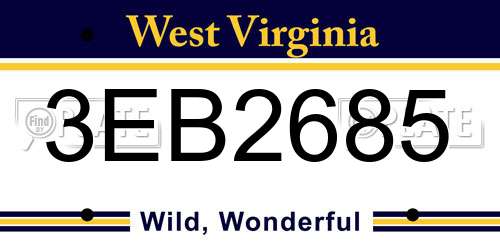 3EB2685 West Virginia License Plate