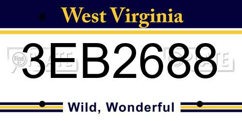 3EB2688 West Virginia License Plate