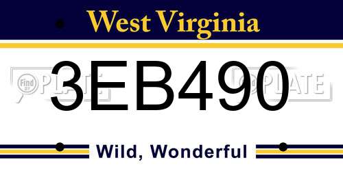 3EB490 West Virginia License Plate