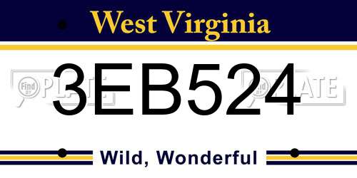 3EB524 West Virginia License Plate