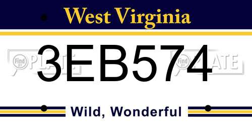 3EB574 West Virginia License Plate