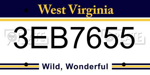 3EB7655 West Virginia License Plate