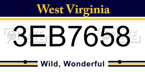 3EB7658 West Virginia License Plate