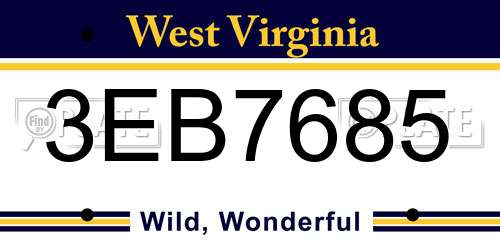 3EB7685 West Virginia License Plate