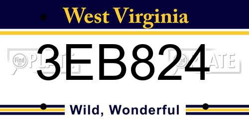3EB824 West Virginia License Plate
