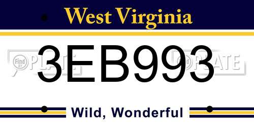 3EB993 West Virginia License Plate