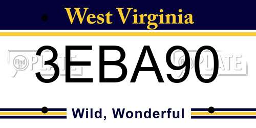 3EBA90 West Virginia License Plate
