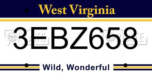 3EBZ658 West Virginia License Plate