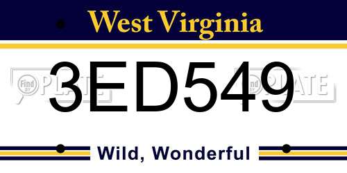3ED549 West Virginia License Plate