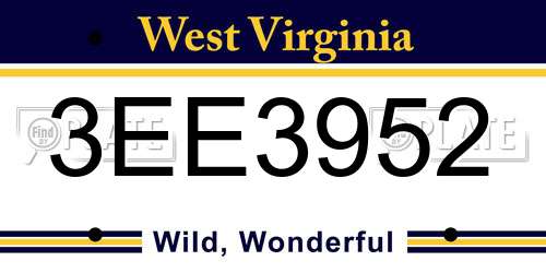 3EE3952 West Virginia License Plate