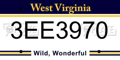 3EE3970 West Virginia License Plate
