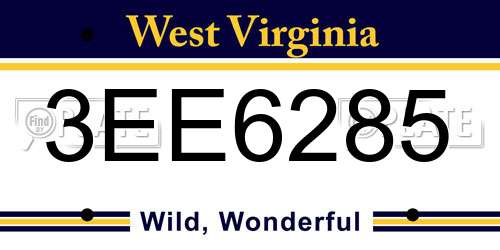 3EE6285 West Virginia License Plate