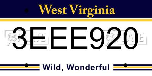 3EEE920 West Virginia License Plate