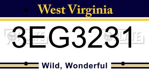 3EG3231 West Virginia License Plate