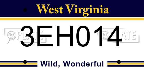 3EH014 West Virginia License Plate