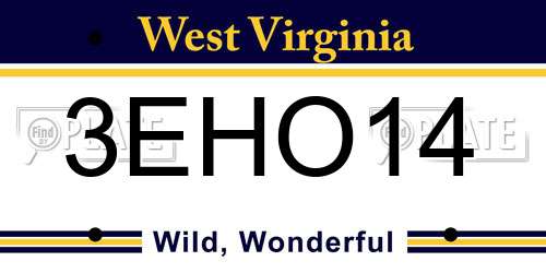 3EHO14 West Virginia License Plate