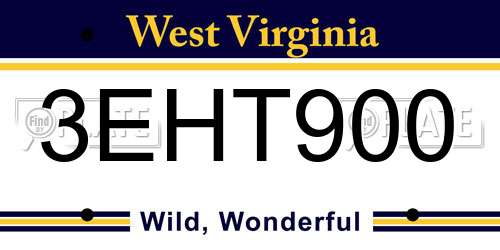 3EHT900 West Virginia License Plate