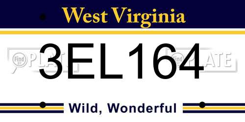 3EL164 West Virginia License Plate