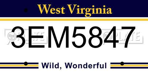 3EM5847 West Virginia License Plate
