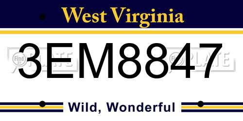 3EM8847 West Virginia License Plate