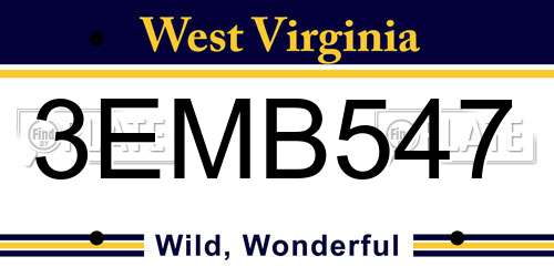 3EMB547 West Virginia License Plate