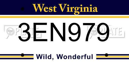 3EN979 West Virginia License Plate