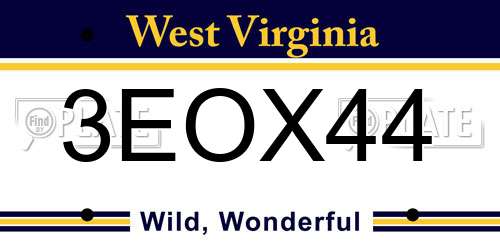 3EOX44 West Virginia License Plate