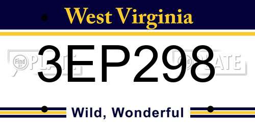 3EP298 West Virginia License Plate