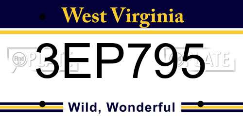 3EP795 West Virginia License Plate