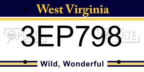3EP798 West Virginia License Plate