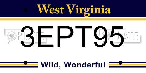 3EPT95 West Virginia License Plate