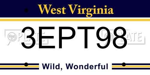 3EPT98 West Virginia License Plate