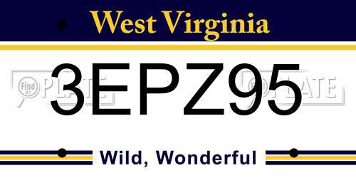3EPZ95 West Virginia License Plate