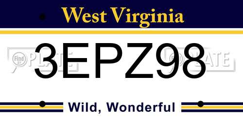 3EPZ98 West Virginia License Plate