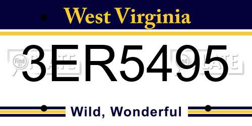 3ER5495 West Virginia License Plate