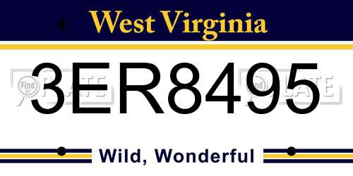 3ER8495 West Virginia License Plate