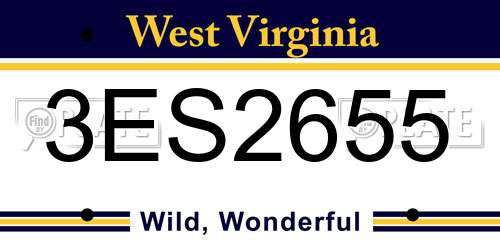 3ES2655 West Virginia License Plate